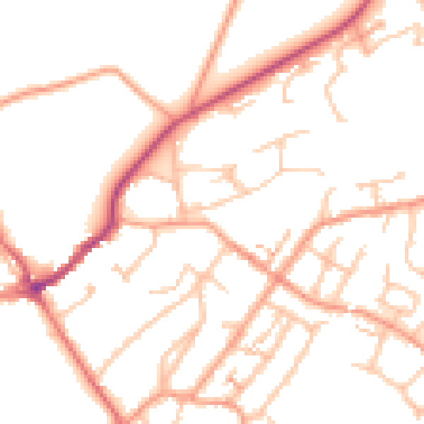 Daytime road noise heatmap for CV8 2GG