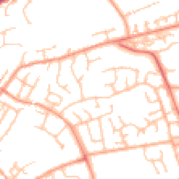 Daytime road noise heatmap for CV8 2JA
