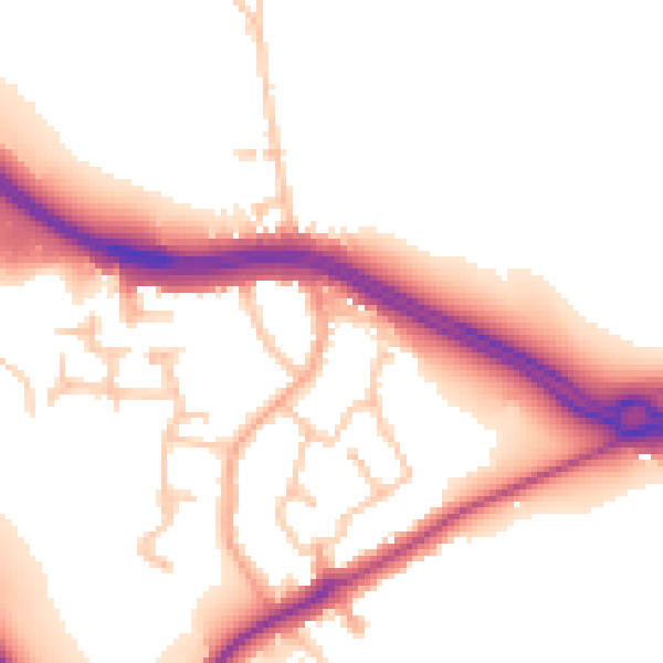 Daytime road noise heatmap for CV8 3EY