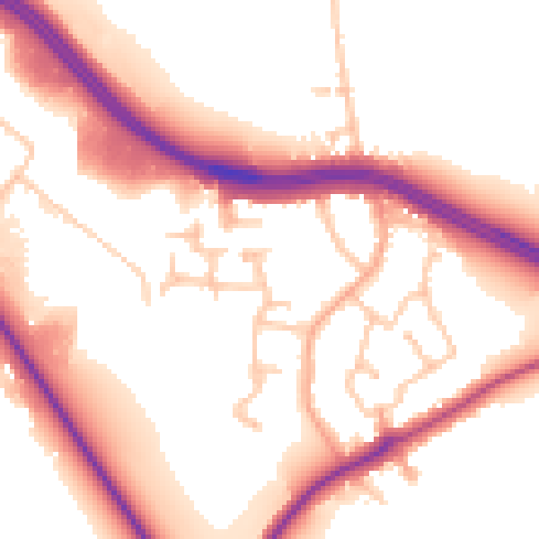 Daytime road noise heatmap for CV8 3FD