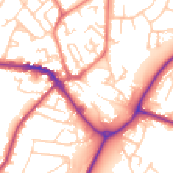 Daytime road noise heatmap for CW11 1AH