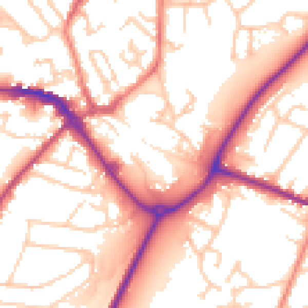 Daytime road noise heatmap for CW11 1AL