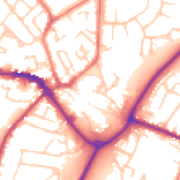 Daytime road noise heatmap for CW11 1AT
