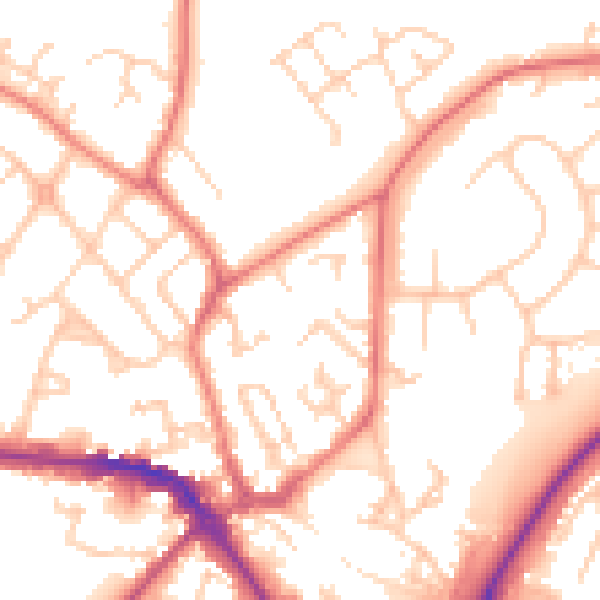 Daytime road noise heatmap for CW11 1AZ
