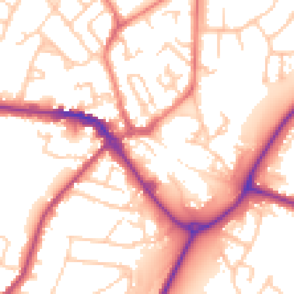 Daytime road noise heatmap for CW11 1BA