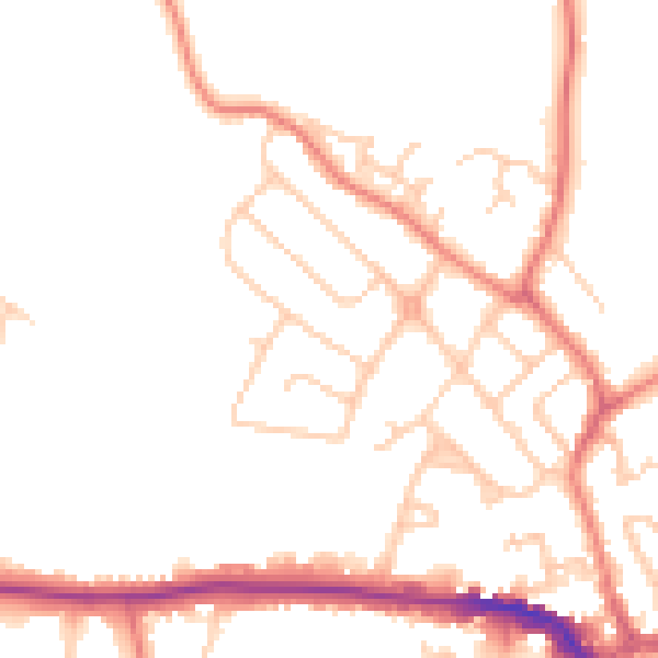 Daytime road noise heatmap for CW11 1BS