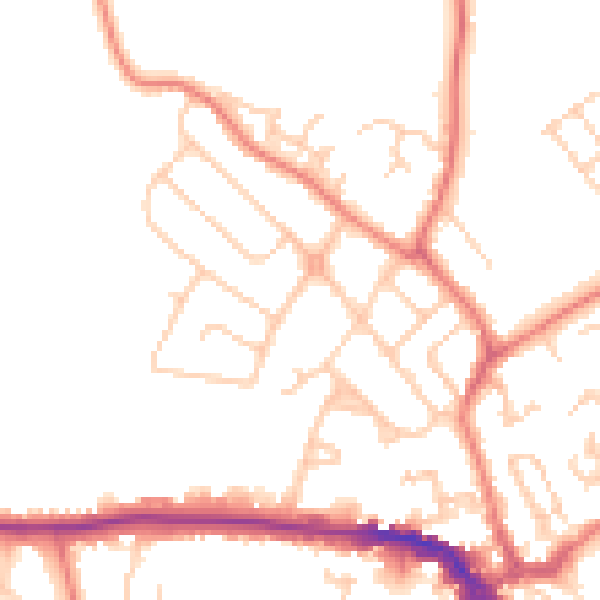 Daytime road noise heatmap for CW11 1BU