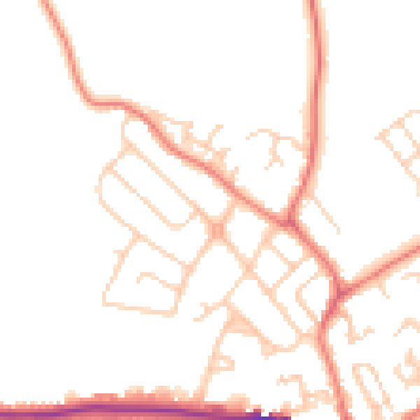 Daytime road noise heatmap for CW11 1BW