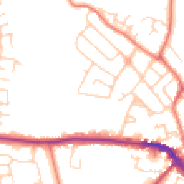 Daytime road noise heatmap for CW11 1BY