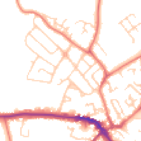 Daytime road noise heatmap for CW11 1DB