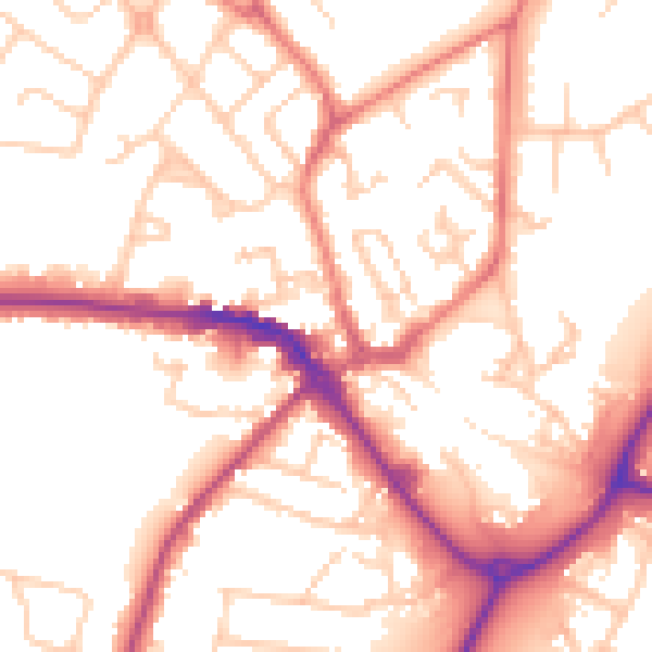 Daytime road noise heatmap for CW11 1DG
