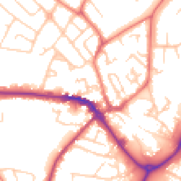 Daytime road noise heatmap for CW11 1DS