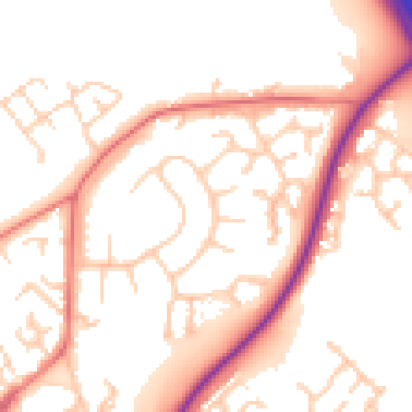 Daytime road noise heatmap for CW11 1DY