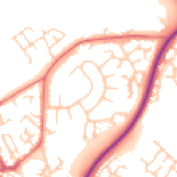 Daytime road noise heatmap for CW11 1DZ