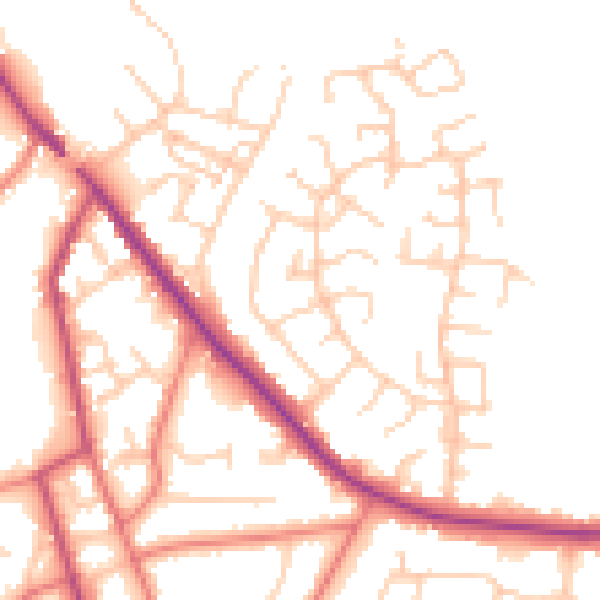 Daytime road noise heatmap for CW11 1ER