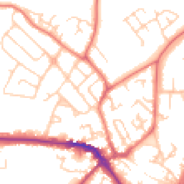 Daytime road noise heatmap for CW11 1GJ