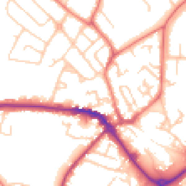 Daytime road noise heatmap for CW11 1JN