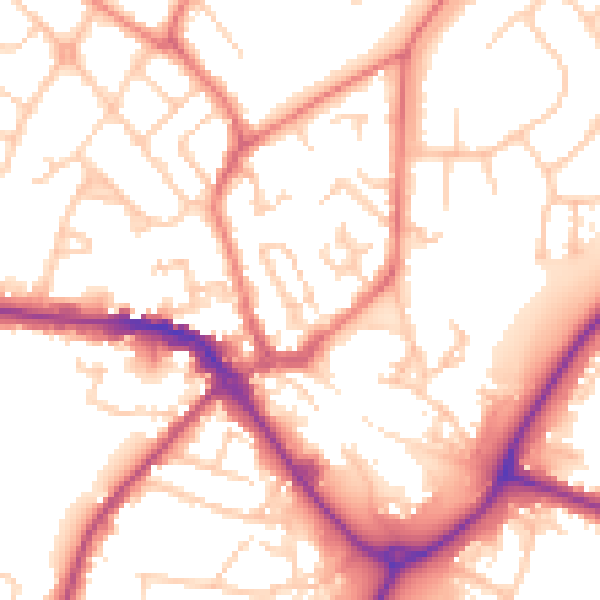 Daytime road noise heatmap for CW11 1JP