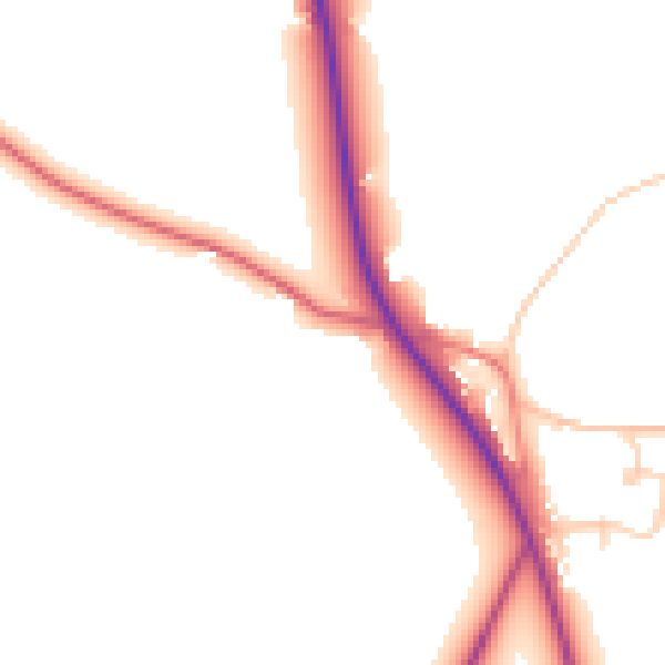 Daytime road noise heatmap for CW11 1RP