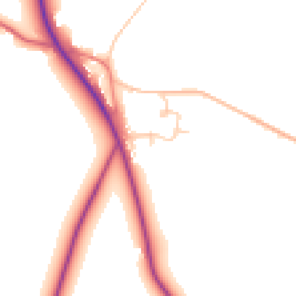 Daytime road noise heatmap for CW11 1SQ