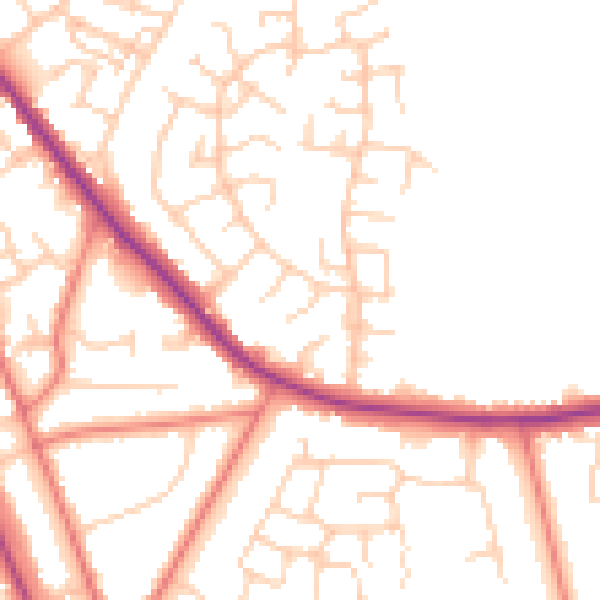 Daytime road noise heatmap for CW11 1TB