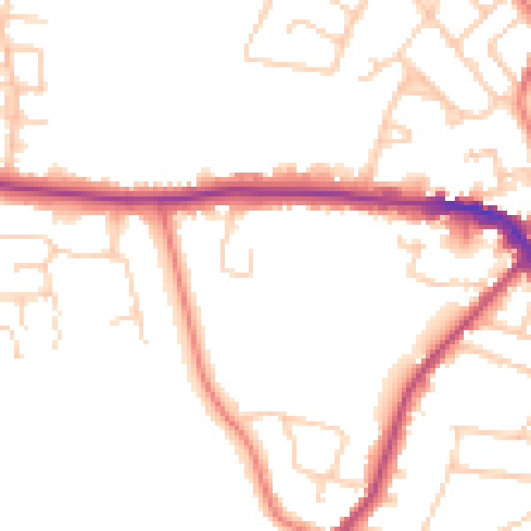 Daytime road noise heatmap for CW11 1YH