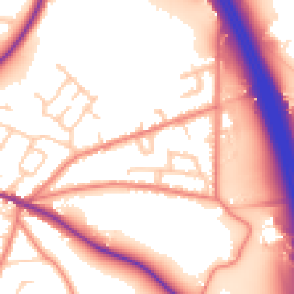 Daytime road noise heatmap for CW11 2LA