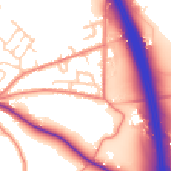 Daytime road noise heatmap for CW11 2LZ