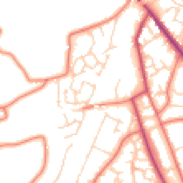 Daytime road noise heatmap for CW11 3AJ