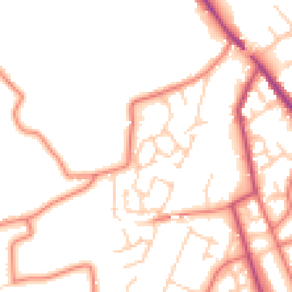Daytime road noise heatmap for CW11 3AS