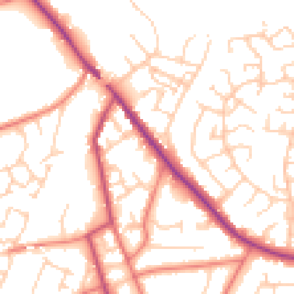 Daytime road noise heatmap for CW11 3FF