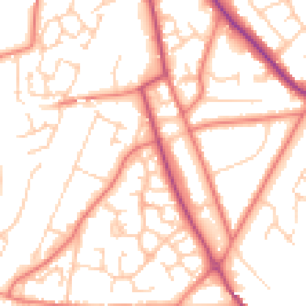 Daytime road noise heatmap for CW11 3FX