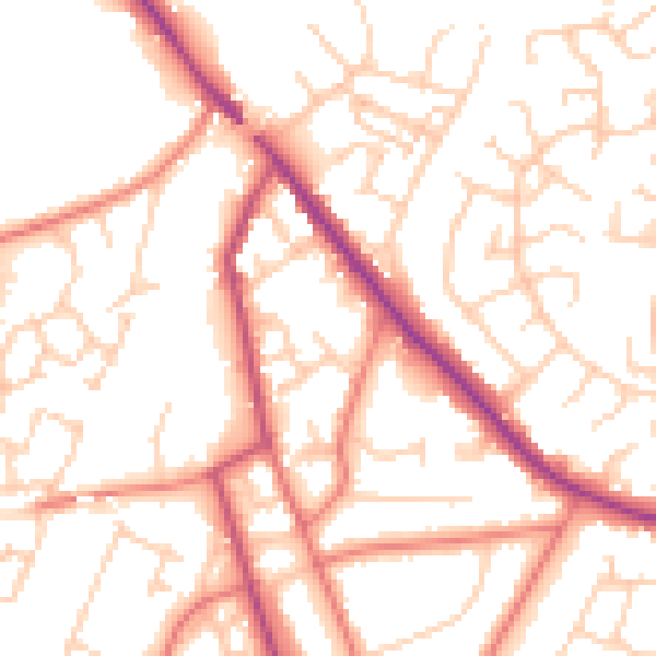Daytime road noise heatmap for CW11 3FY