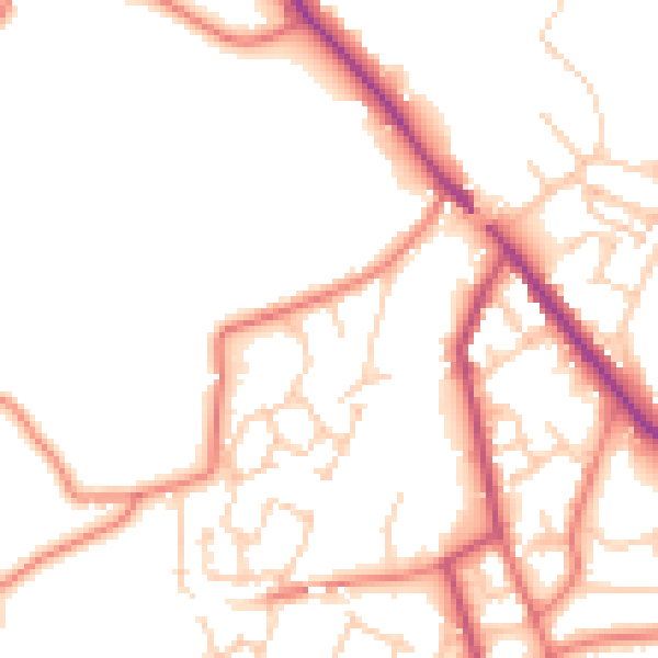 Daytime road noise heatmap for CW11 3GN
