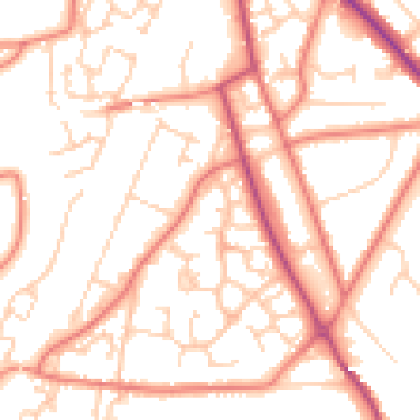 Daytime road noise heatmap for CW11 3GY