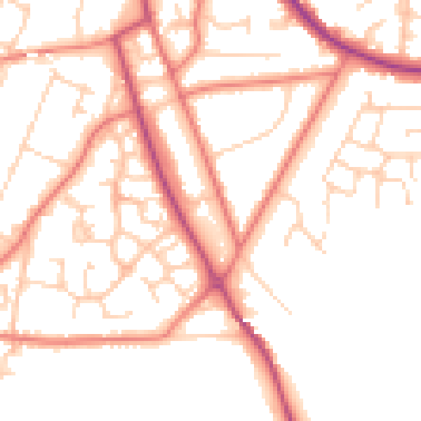 Daytime road noise heatmap for CW11 3HQ