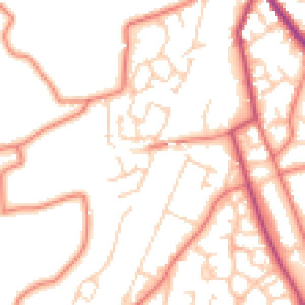 Daytime road noise heatmap for CW11 3JX