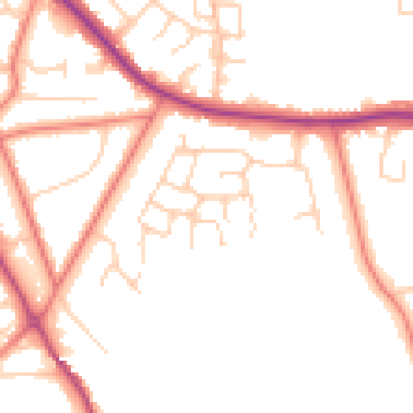 Daytime road noise heatmap for CW11 3SQ