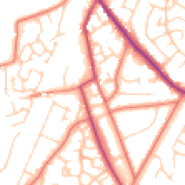 Daytime road noise heatmap for CW11 3SW