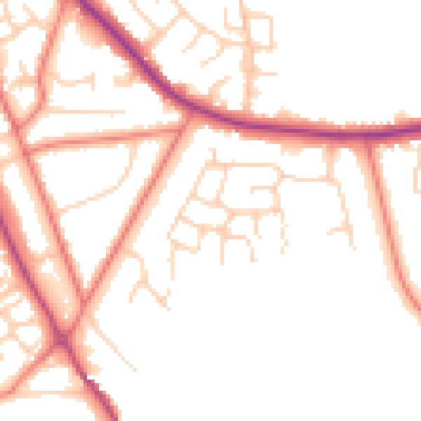 Daytime road noise heatmap for CW11 3TJ