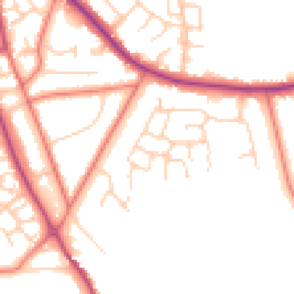 Daytime road noise heatmap for CW11 3TL