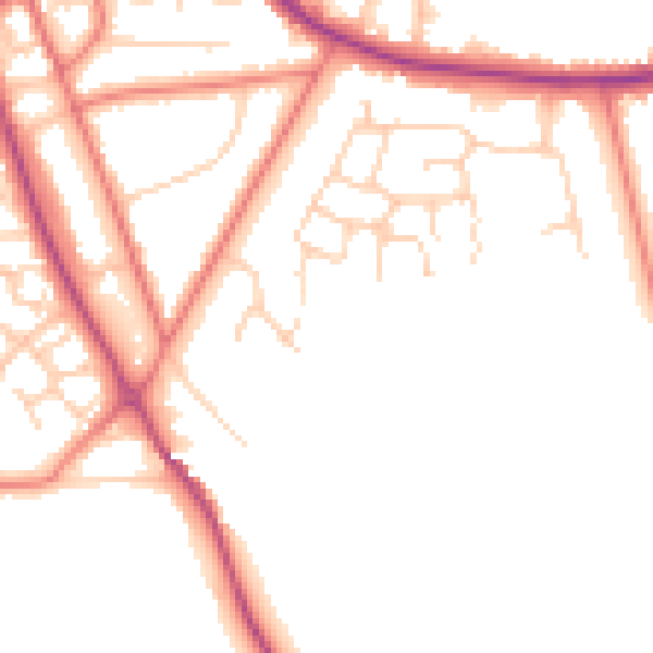 Daytime road noise heatmap for CW11 3TZ