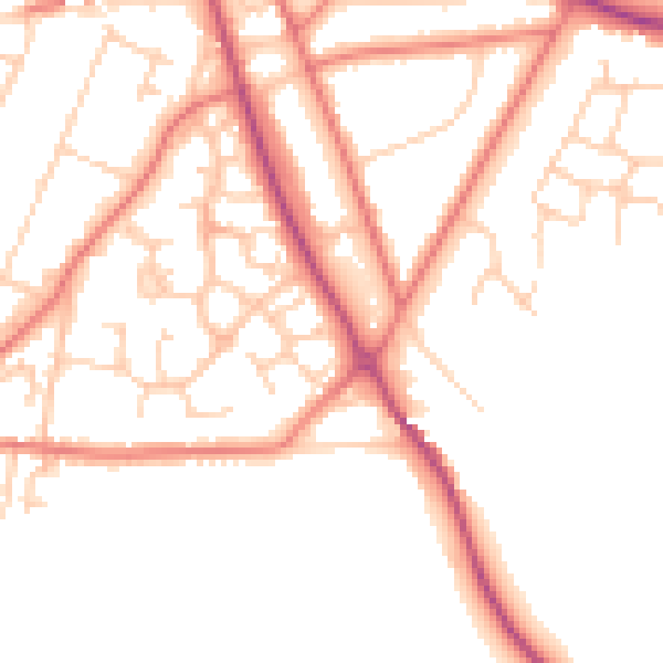 Daytime road noise heatmap for CW11 3ZG