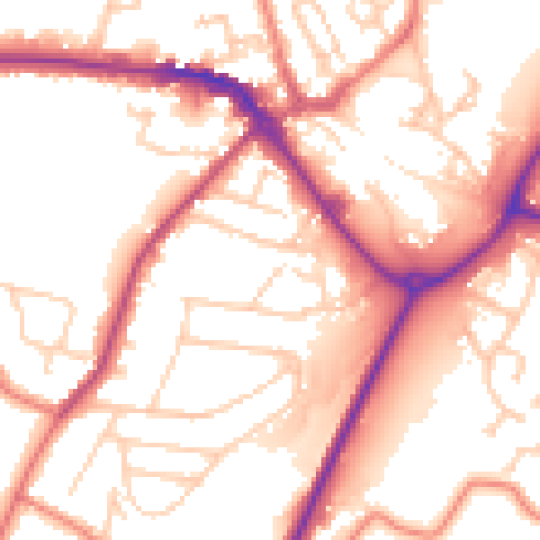 Daytime road noise heatmap for CW11 4BD