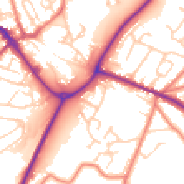 Daytime road noise heatmap for CW11 4HB