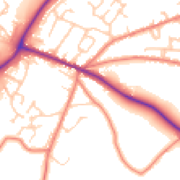 Daytime road noise heatmap for CW11 4HE