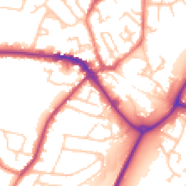 Daytime road noise heatmap for CW11 4NL