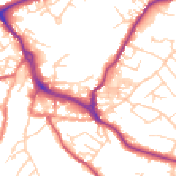 Daytime road noise heatmap for CW12 1EE