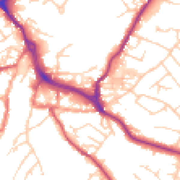 Daytime road noise heatmap for CW12 1EN