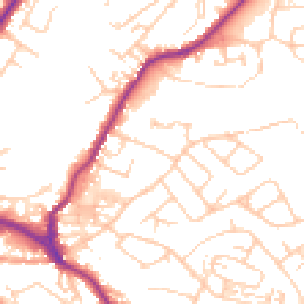 Daytime road noise heatmap for CW12 1QE
